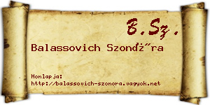 Balassovich Szonóra névjegykártya
